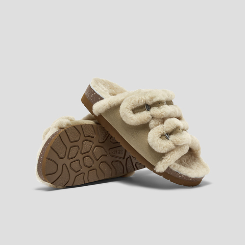 SKAP圣伽步女鞋2025秋季新款休闲鞋保暖毛毛鞋舒适懒人拖女勃肯拖