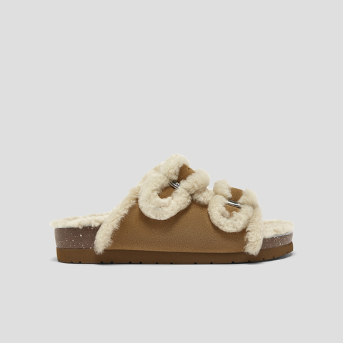 SKAP圣伽步女鞋2025秋季新款休闲鞋保暖毛毛鞋舒适懒人拖女勃肯拖