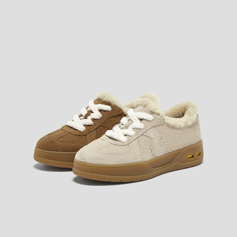 SKAP圣伽步女鞋2025秋季新款毛毛鞋加绒加厚保暖舒适女款休闲鞋