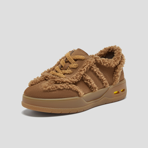 SKAP圣伽步女鞋2025秋季新款毛毛鞋保暖休闲舒适增高女款休闲鞋