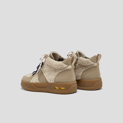 SKAP圣伽步女鞋2025冬季新款短靴双鞋带保暖毛绒增高女款休闲靴