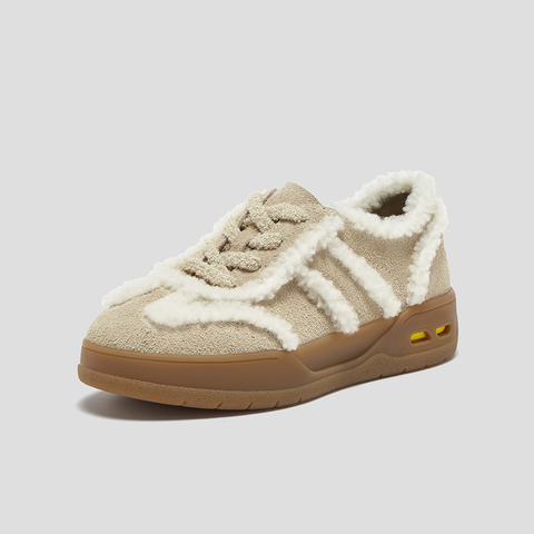 SKAP圣伽步女鞋2025秋季新款毛毛鞋保暖休闲舒适增高女款休闲鞋