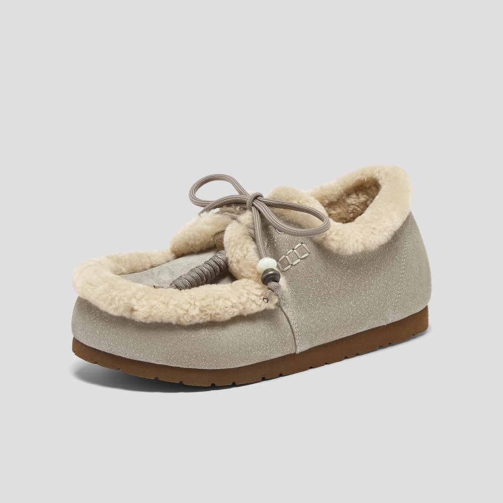 SKAP圣伽步女鞋2025秋季新款勃肯鞋舒适保暖毛毛鞋加绒女款休闲鞋