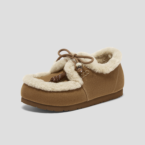 SKAP圣伽步女鞋2025秋季新款勃肯鞋舒适保暖毛毛鞋加绒女款休闲鞋