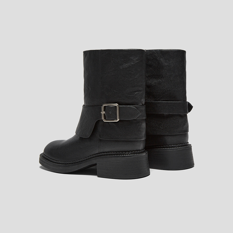 SKAP圣伽步女鞋2025冬季新款短筒休闲靴轻质粗跟英伦女款时装靴