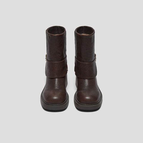 SKAP圣伽步女鞋2025冬季新款短筒休闲靴轻质粗跟英伦女款时装靴