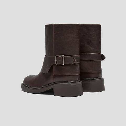 SKAP圣伽步女鞋2025冬季新款短筒休闲靴轻质粗跟英伦女款时装靴