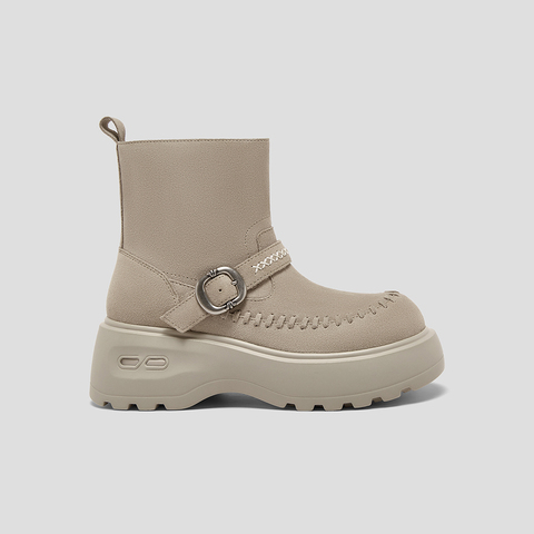 SKAP圣伽步女鞋2025冬季新款时装靴休闲增高复古减震女款运动靴