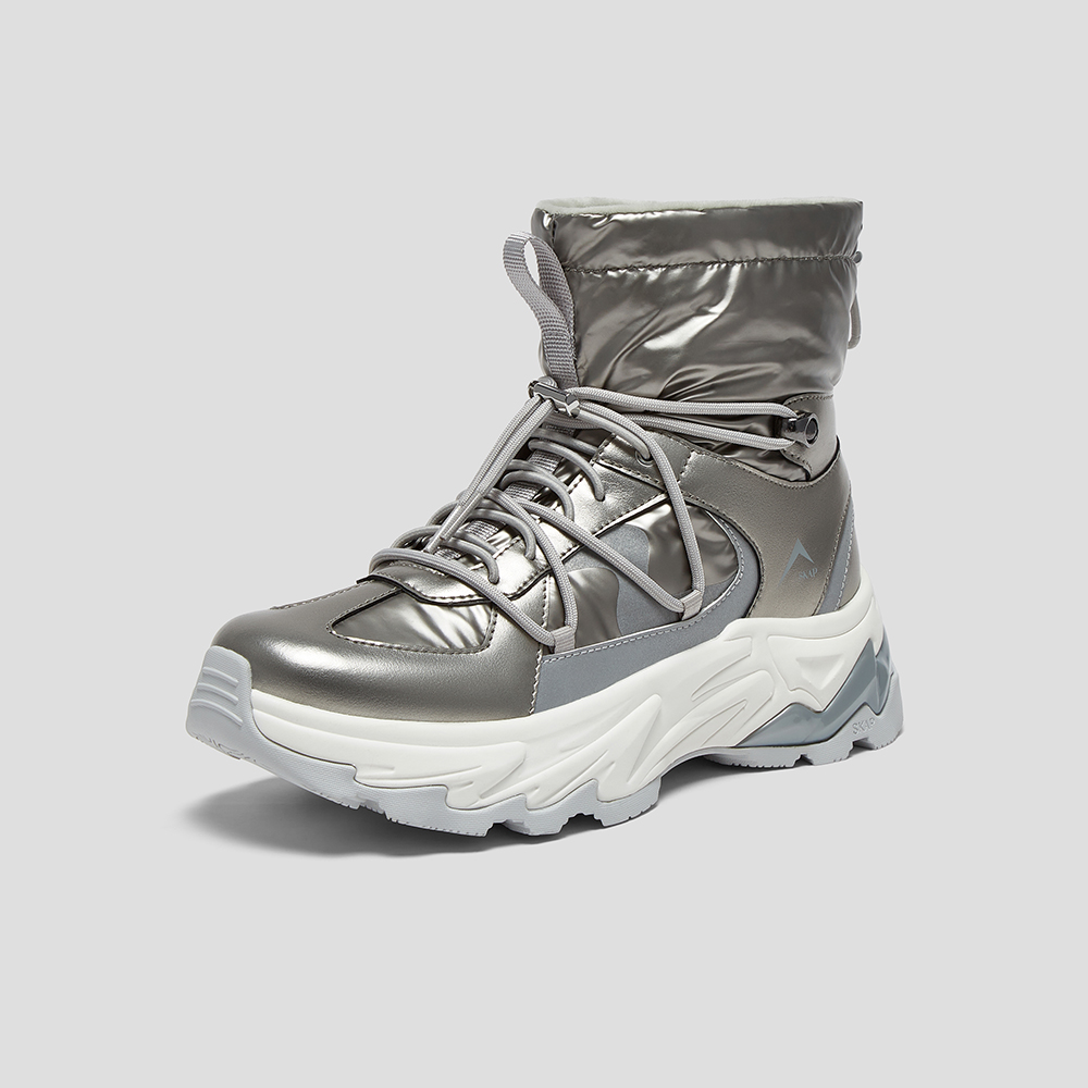 SKAP圣伽步女鞋2025冬季新款休闲雪地靴增高加绒加厚女款户外靴