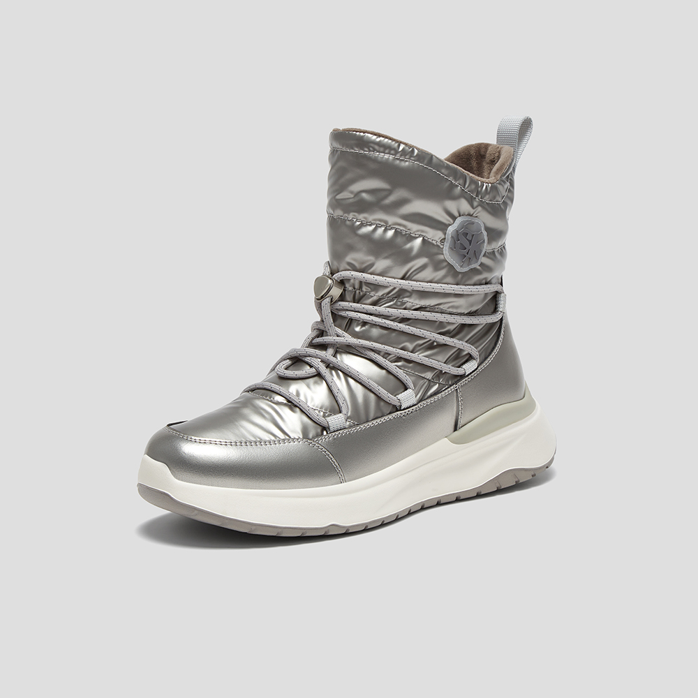 SKAP圣伽步女鞋2025冬季新款休闲短靴羽绒保暖高帮轻便女款雪地靴