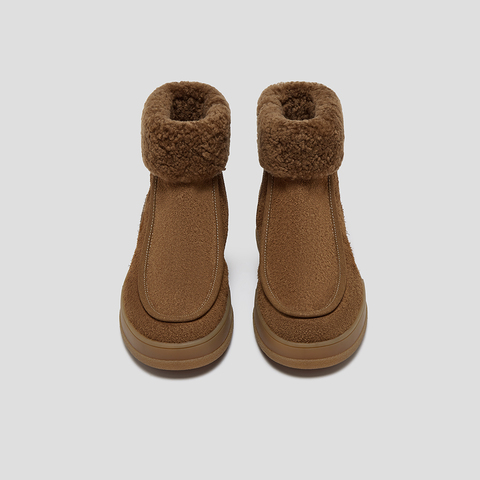 SKAP圣伽步女鞋2025冬季新款雪地靴毛绒保暖舒适短筒女款休闲靴