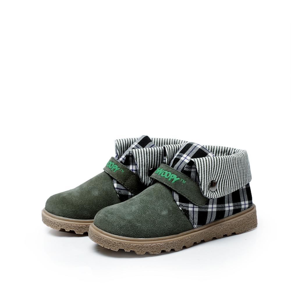 SNOOPY/史努比2013秋季军绿反毛皮男小中童休闲鞋N89915