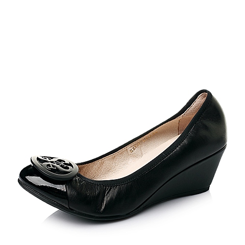 staccato/思加图春季专柜同款黑色羊皮女单鞋per98aq5