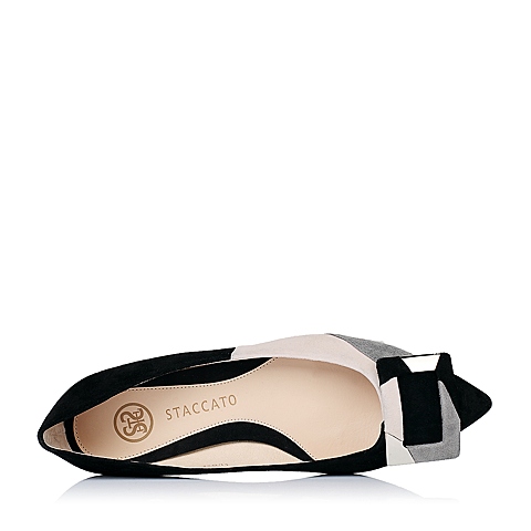 STACCATO/思加图秋季专柜同款黑/灰/米炫色组合羊皮女单鞋9UG28CQ6