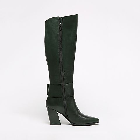 STACCATO/思加图冬季专柜同款浅杏(深绿)色牛皮女靴9C803DG6