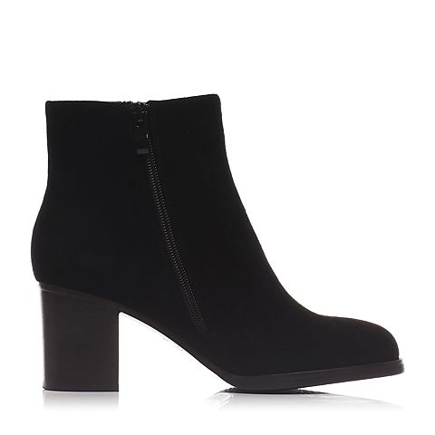 STACCATO/思加图冬季专柜同款黑色羊皮（单里）女皮靴H6101DD6