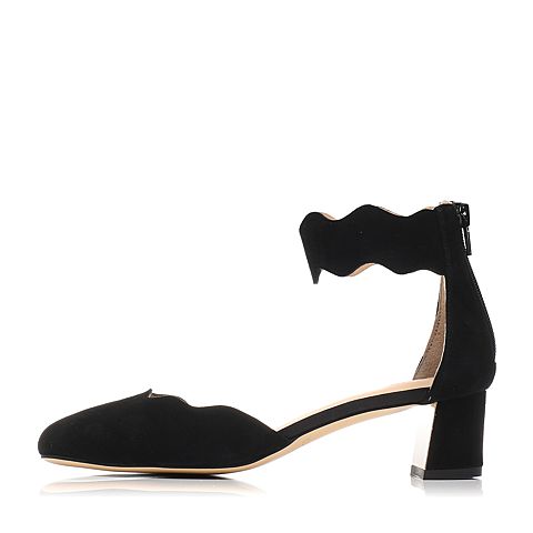 STACCATO/思加图春季专柜同款黑色羊皮女凉鞋9A704AK7