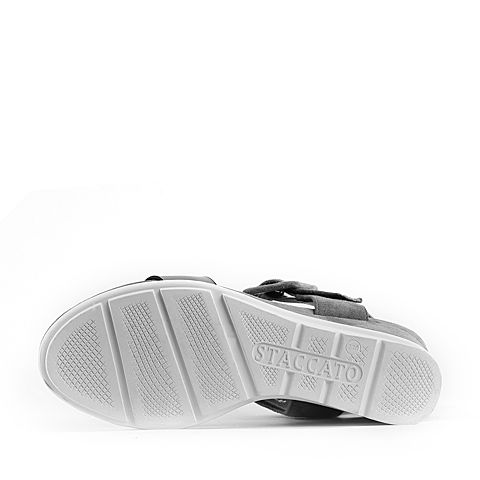 STACCATO/思加图夏季专柜同款灰色真皮女凉鞋K3101BL7