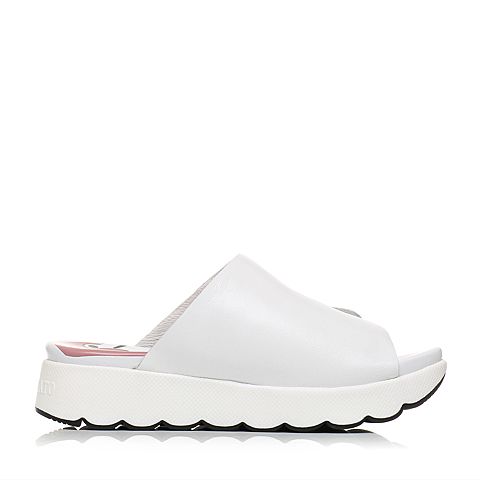 STACCATO/思加图夏季专柜同款白色软羊皮休闲女凉拖鞋9F205BT7