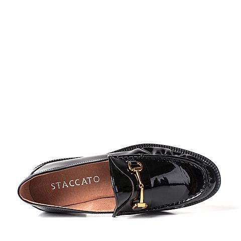 STACCATO/思加图秋季黑色牛皮休闲女皮鞋9RA95CM7