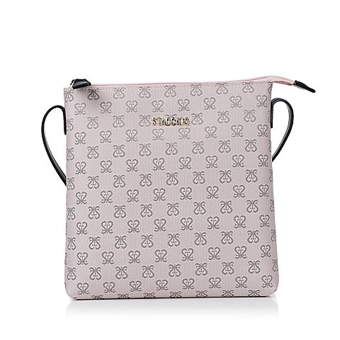 staccato/思加图秋季暗粉布面字母印花单肩斜跨女包x1881cn7