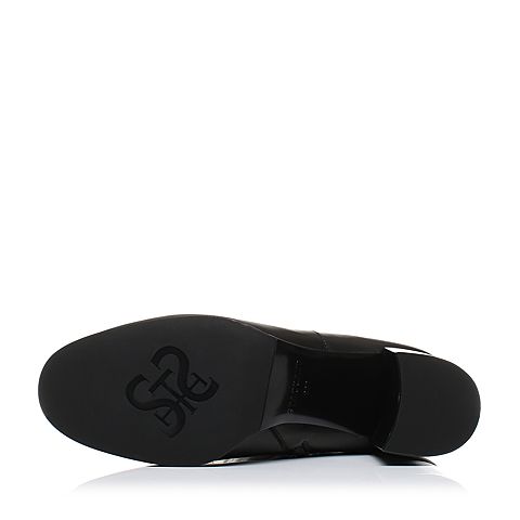 STACCATO/思加图冬季专柜同款黑色打蜡胎牛皮女皮靴9J709DG7