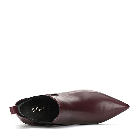 STACCATO/思加图冬季专柜同款深紫色小牛皮短筒女皮靴9J105DD7