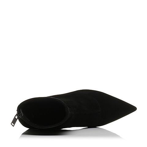 STACCATO/思加图冬季专柜同款黑色羊绒皮短筒女皮靴9J401DD7