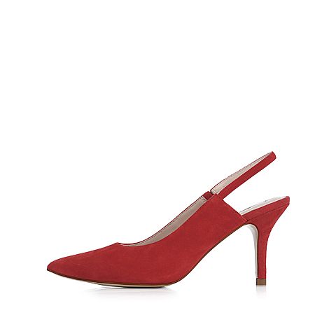 STACCATO/思加图2018年春季专柜同款红色羊绒皮浅口女凉鞋9I210AH8