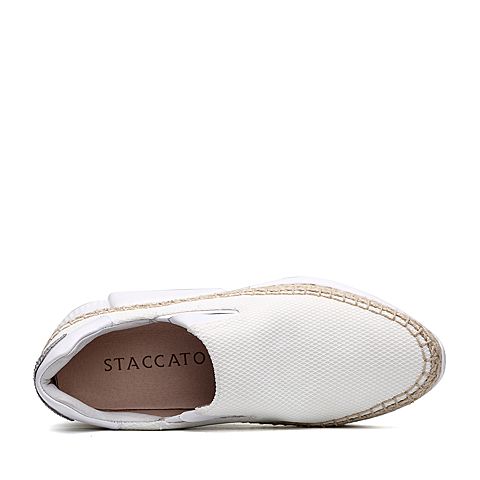 STACCATO/思加图2018年春季专柜同款白色网布满帮女皮鞋9H825AM8
