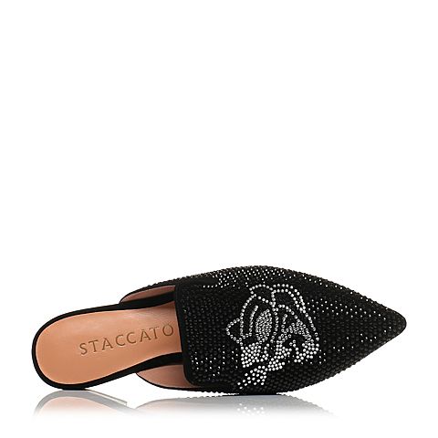 STACCATO/思加图2018年春季专柜同款黑色羊绒皮时尚穆勒拖9M508AH8