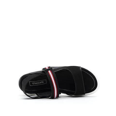 STACCATO/思加图2018年夏季专柜同款黑色条纹飞织运动凉鞋9O105BL8