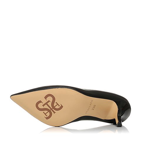 STACCATO/思加图2018年春季专柜同款黑色绵羊皮女浅口皮鞋9I201AQ8