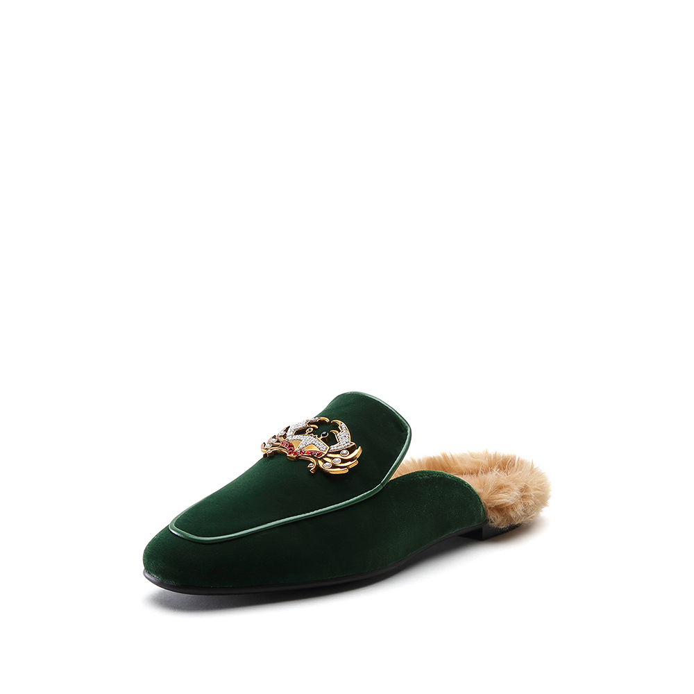 staccato/思加图2018秋专柜同款绒布镶钻穆勒鞋女凉拖鞋9d947ch8