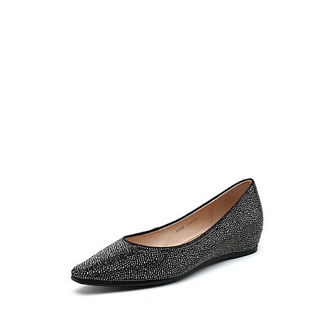 思加图2019春季新款高贵尖头亮片布时尚优雅女浅口单鞋r9304aq9