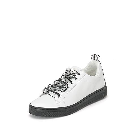 思加图2020春季新款休闲小白鞋系带街拍运动鞋女皮平底鞋9AY37AM0