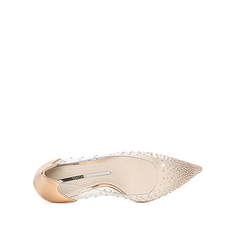 思加图2020春季新款仙女鞋水钻浅口单鞋细高跟女婚鞋9NW09AQ0