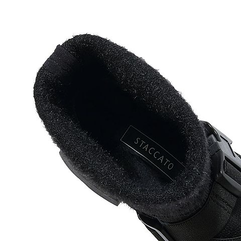 思加图2020冬季新款套脚厚底袜靴飞织/羊绒皮革女靴中靴9LI21DZ0