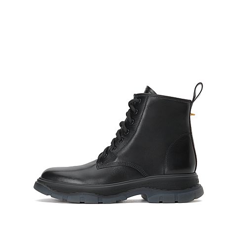 思加图2020冬季新款厚底系带马丁靴牛皮革女皮靴短靴子9W301DD0