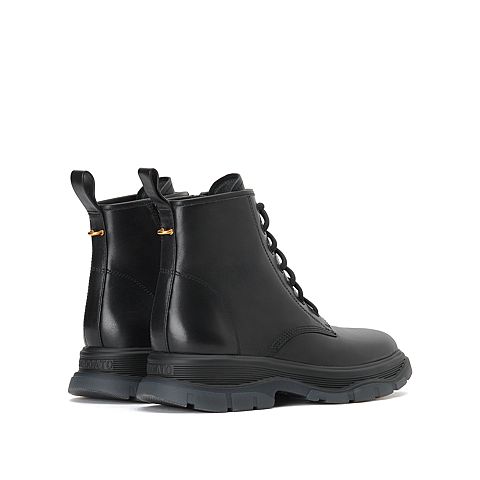 思加图2020冬季新款厚底系带马丁靴牛皮革女皮靴短靴子9W301DD0