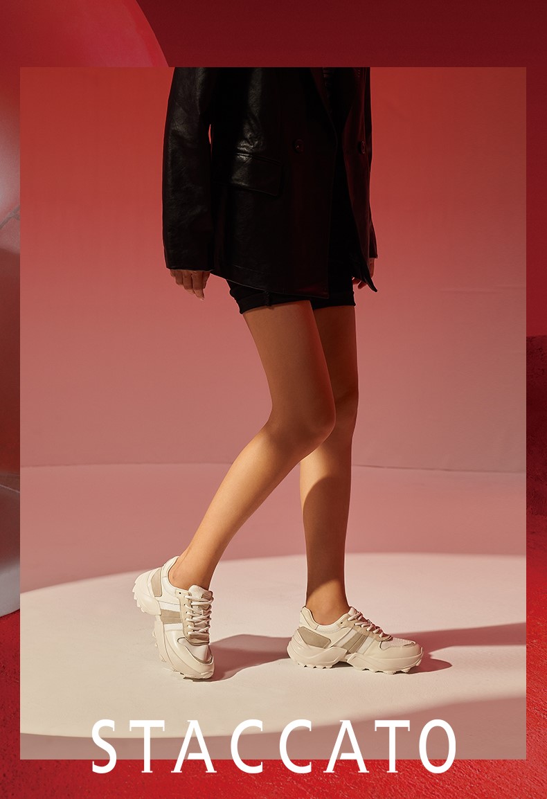 思加图2020秋季新款休闲厚底系带老爹鞋运动鞋女满帮鞋a6602cm0