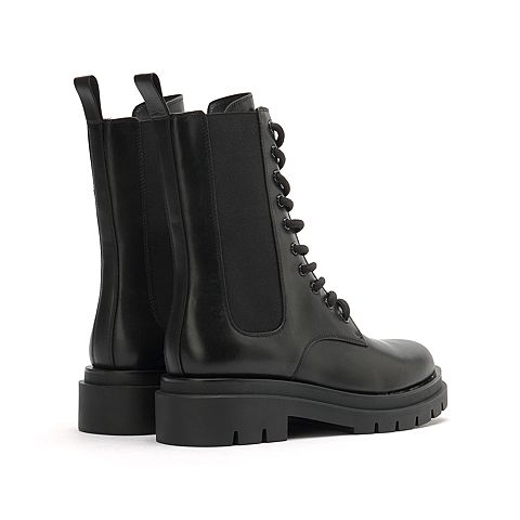 思加图2020冬季新款系带拉链帅气马丁靴英伦女中靴9YJ02DZ0