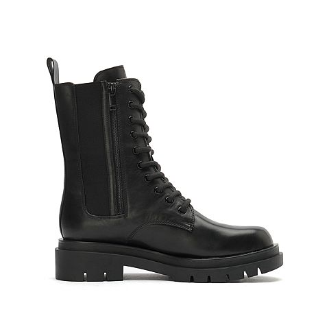 思加图2020冬季新款系带拉链帅气马丁靴英伦女中靴9YJ02DZ0