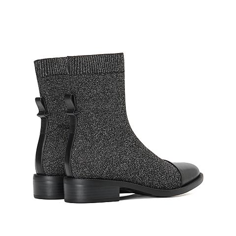 思加图2020冬季新款套筒粗跟袜靴瘦瘦靴中靴女皮靴子9H272DZ0