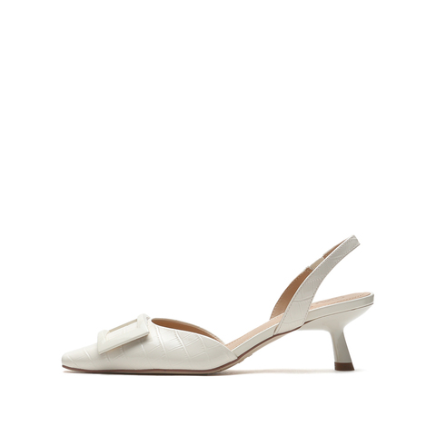 思加图2021春季新款奶油鞋方头凉鞋女小猫跟凉鞋法式凉鞋EAR01AH1