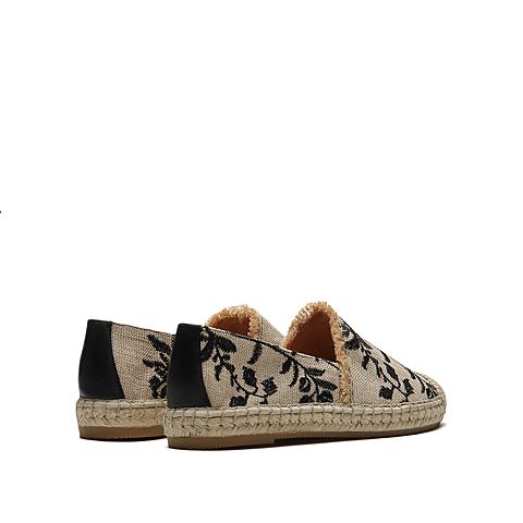 思加图2021春季新款渔夫鞋素雅一脚蹬绣花女平底鞋休闲鞋9UA78AA1