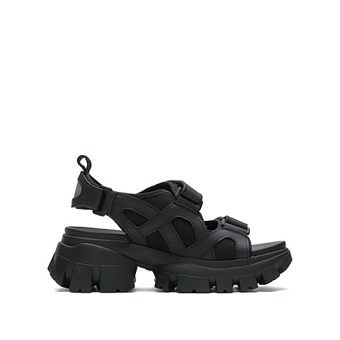 思加图2021夏季新款街拍厚底老爹运动凉鞋女魔术贴凉鞋子EBK10BL1