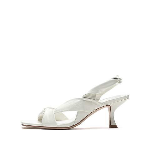 思加图2021夏季新款法式高跟凉鞋露趾女皮凉鞋EBQ04BL1