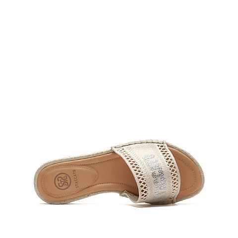 思加图2021夏季新款时尚度假风一字拖外穿拖鞋渔夫女拖鞋EBE05BT1