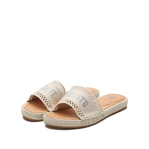 思加图2021夏季新款时尚度假风一字拖外穿拖鞋渔夫女拖鞋EBE05BT1